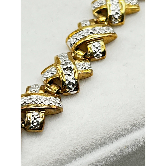 Vintage Gold Plated Sterling Silver 925 Bracelet 8″ and 18G - Picture 4 of 7